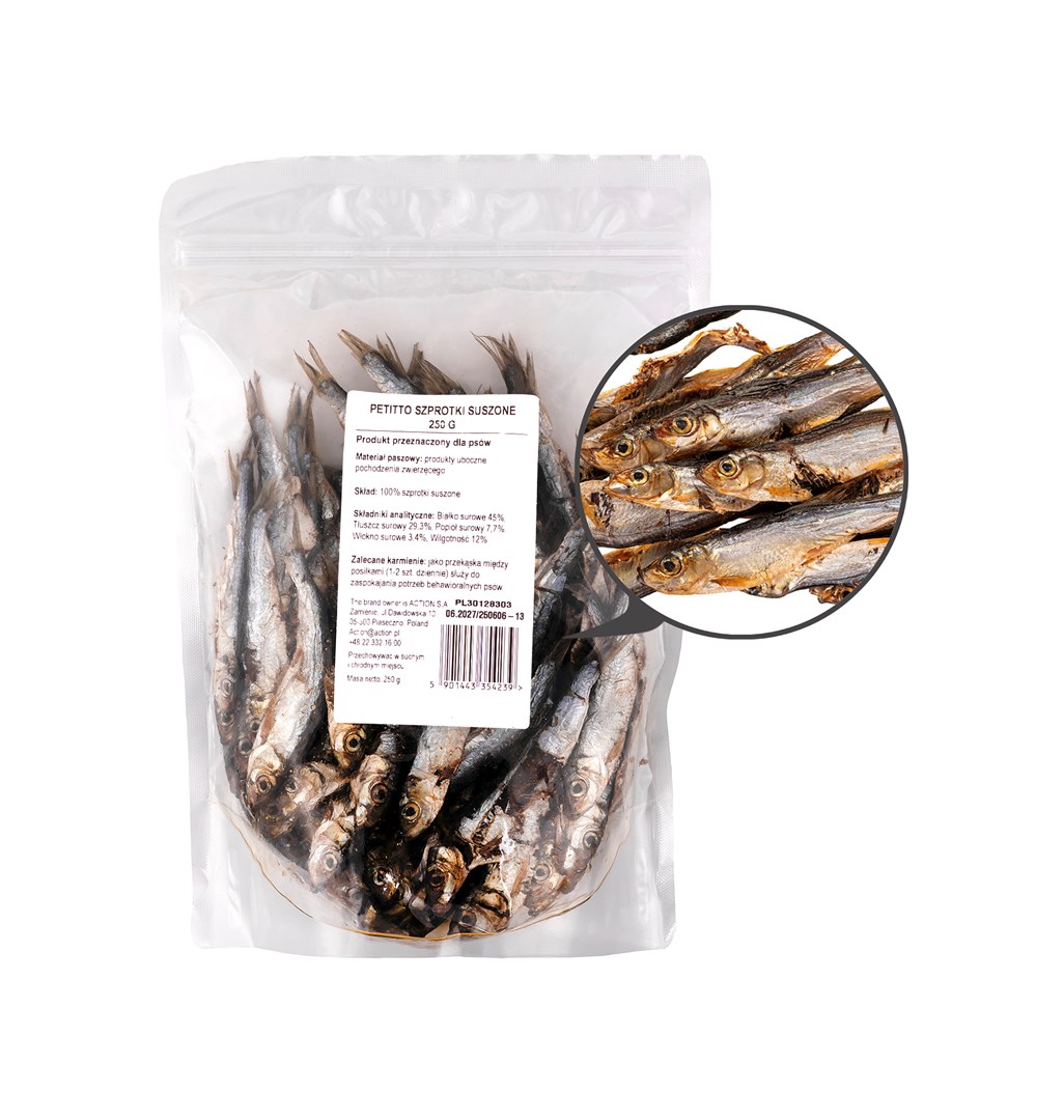 PETITTO Dried sprats - dog treat - 250g PETITTO Dried sprats - dog treat - 250g