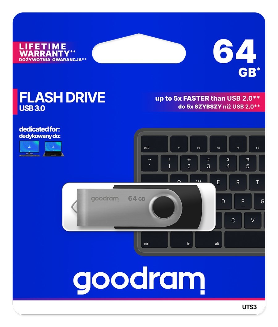 Goodram UTS3 USB flash drive 64 GB USB Type-A 3.2 Gen 1 (3.1 Gen 1) Black Goodram UTS3 USB flash drive 64 GB USB Type-A 3.2 Gen 1 (3.1 Gen 1) Black