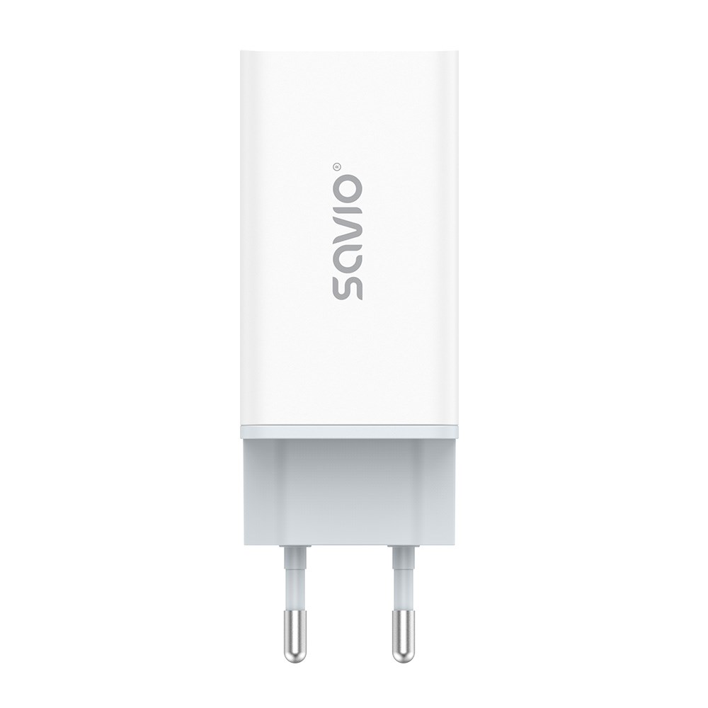 SAVIO LA-07 GaN 65W mains charger, USB, QC4.0+, PD 3.0, White SAVIO LA-07 GaN 65W mains charger, USB, QC4.0+, PD 3.0, White