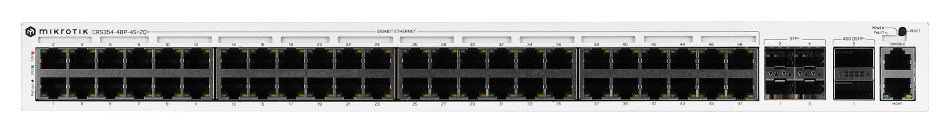 Mikrotik CRS354-48P-4S+2Q+RM network switch Managed L3 Gigabit Ethernet (10/100/1000) Power over Ethernet (PoE) 1U Mikrotik CRS354-48P-4S+2Q+RM network switch Managed L3 Gigabit Ethernet (10/100/1000) Power over Ethernet (PoE) 1U