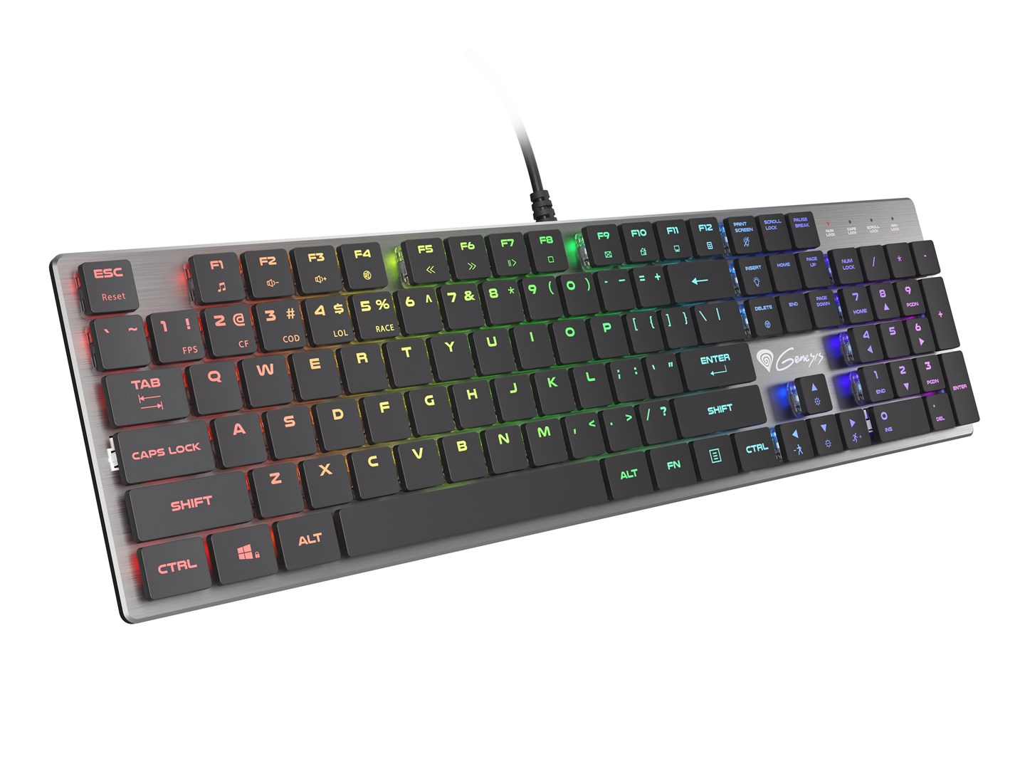 GENESIS Thor 420 RGB keyboard Gaming USB QWERTY US International Silver GENESIS Thor 420 RGB keyboard Gaming USB QWERTY US International Silver