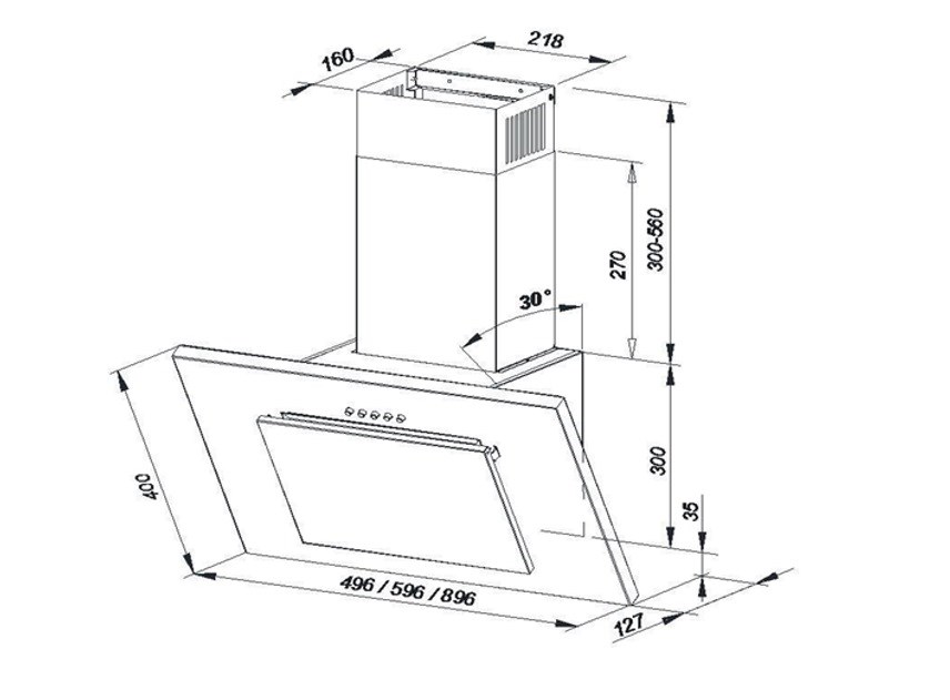 Wall-mounted canopy MAAN Vertical P 2 50 310 m3/h, White Wall-mounted canopy MAAN Vertical P 2 50 310 m3/h, White