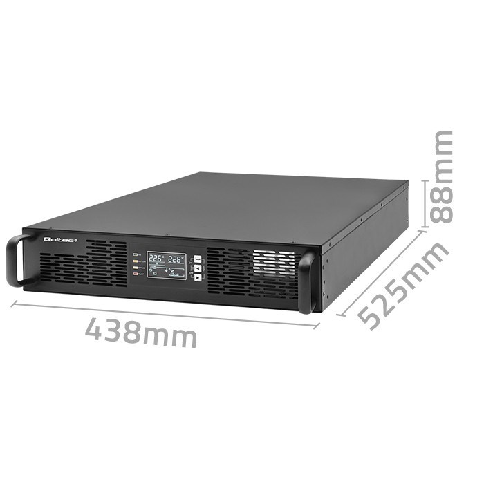 Qoltec Uninterruptible Power Supply (UPS) for RACK | 3kVA | 3000W | Power Factor 1.0 | LCD | EPO | USB | Online Qoltec Uninterruptible Power Supply (UPS) for RACK | 3kVA | 3000W | Power Factor 1.0 | LCD | EPO | USB | Online