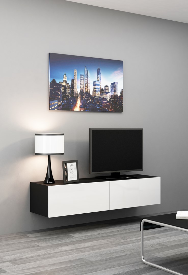 Cama TV stand VIGO 140 30/140/40 black/white gloss Cama TV stand VIGO 140 30/140/40 black/white gloss