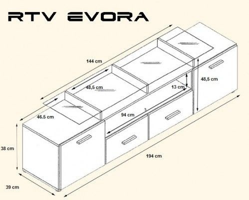 Cama TV stand EVORA 200 wenge/black gloss Cama TV stand EVORA 200 wenge/black gloss