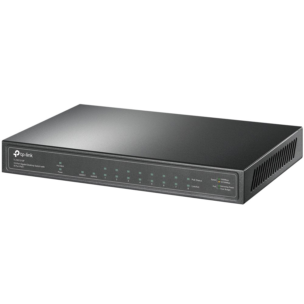 TP-Link 10-Port Gigabit Desktop Switch with 8-Port PoE+ TP-Link 10-Port Gigabit Desktop Switch with 8-Port PoE+