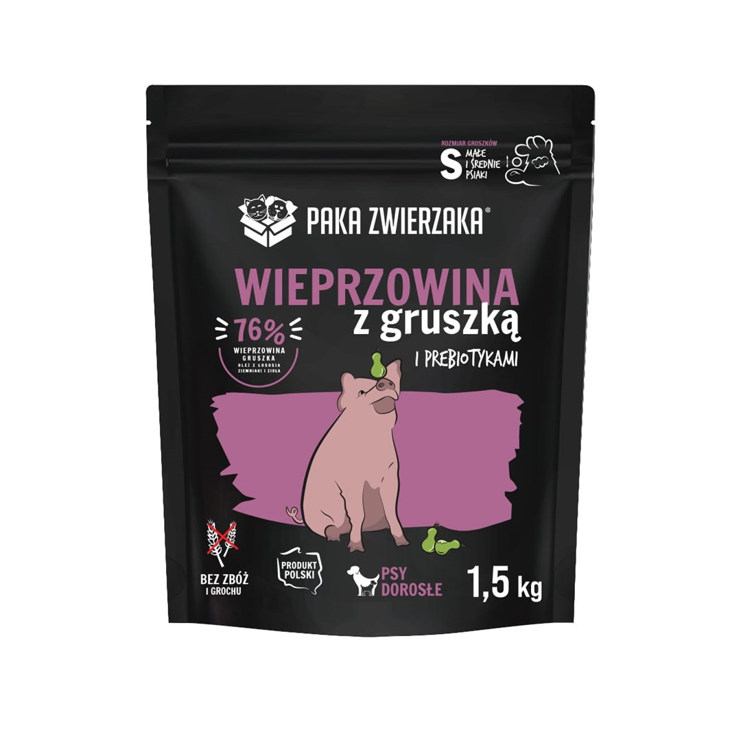 PAKA ZWIERZAKA Pork with pear S - dry dog food - 1,5kg PAKA ZWIERZAKA Pork with pear S - dry dog food - 1,5kg