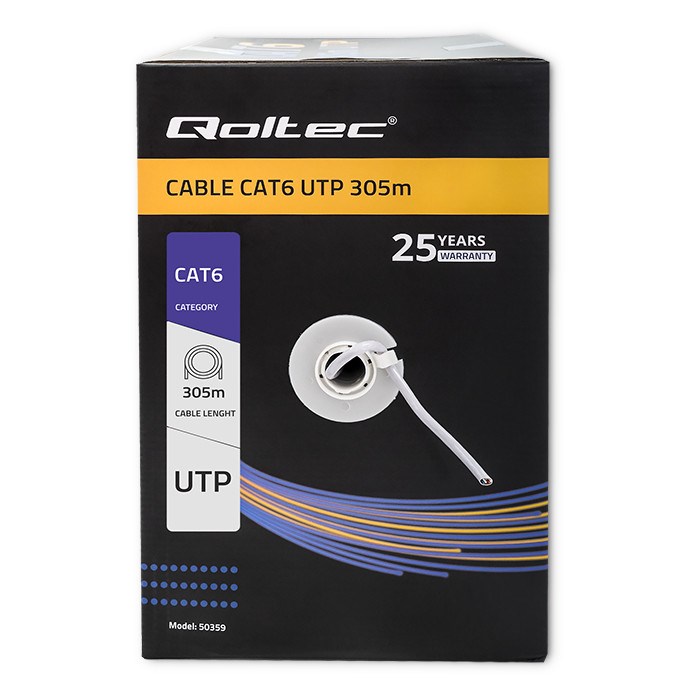 Qoltec 50359 UTP network cable| CAT6 | 305m | PVC grey Qoltec 50359 UTP network cable| CAT6 | 305m | PVC grey