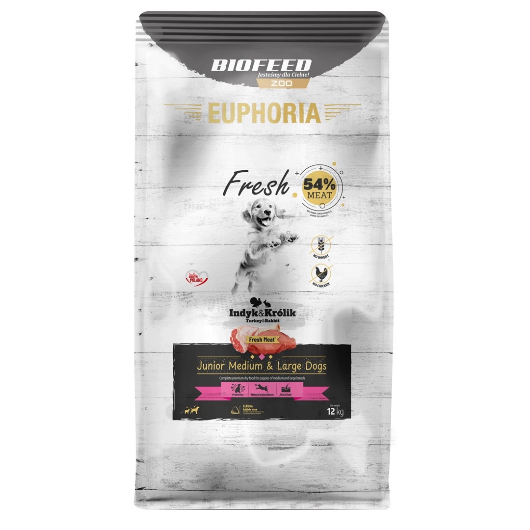 EUPHORIA Fresh Junior Medium & Large dogs Turkey with rabbit - dry dog food - 12kg EUPHORIA Fresh Junior Medium & Large dogs Turkey with rabbit - dry dog food - 12kg