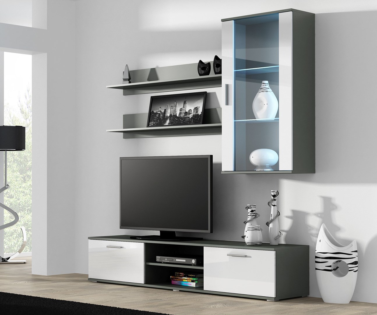 Cama hanging display cabinet SOHO grey/white gloss Cama hanging display cabinet SOHO grey/white gloss