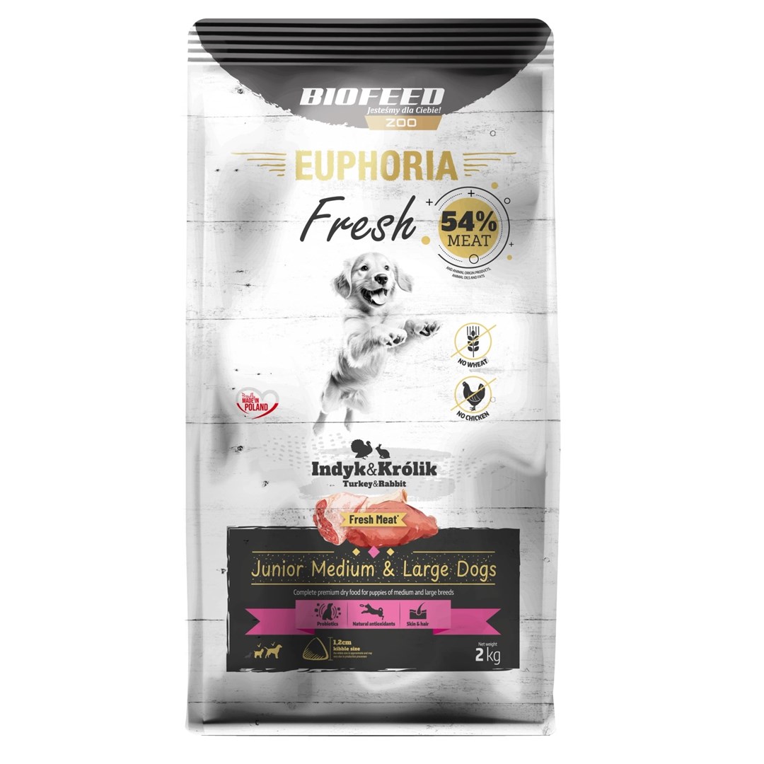 BIOFEED Euphoria Junior Medium & Large dogs Turkey with rabbit - dry dog food - 2kg BIOFEED Euphoria Junior Medium & Large dogs Turkey with rabbit - dry dog food - 2kg