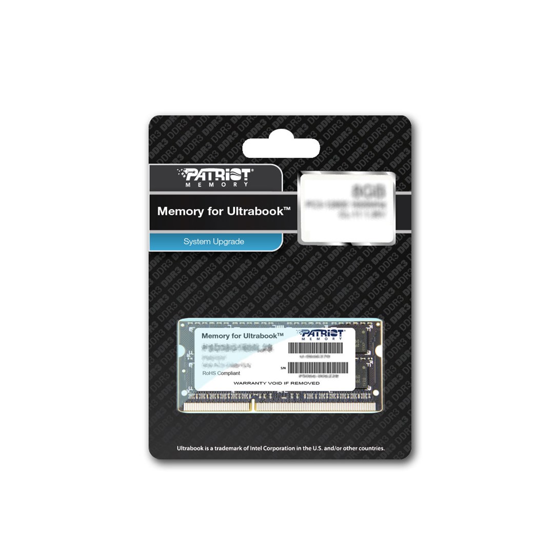 Patriot Memory 8GB DDR3 PC3-12800 (1600MHz) SODIMM memory module 1 x 8 GB Patriot Memory 8GB DDR3 PC3-12800 (1600MHz) SODIMM memory module 1 x 8 GB