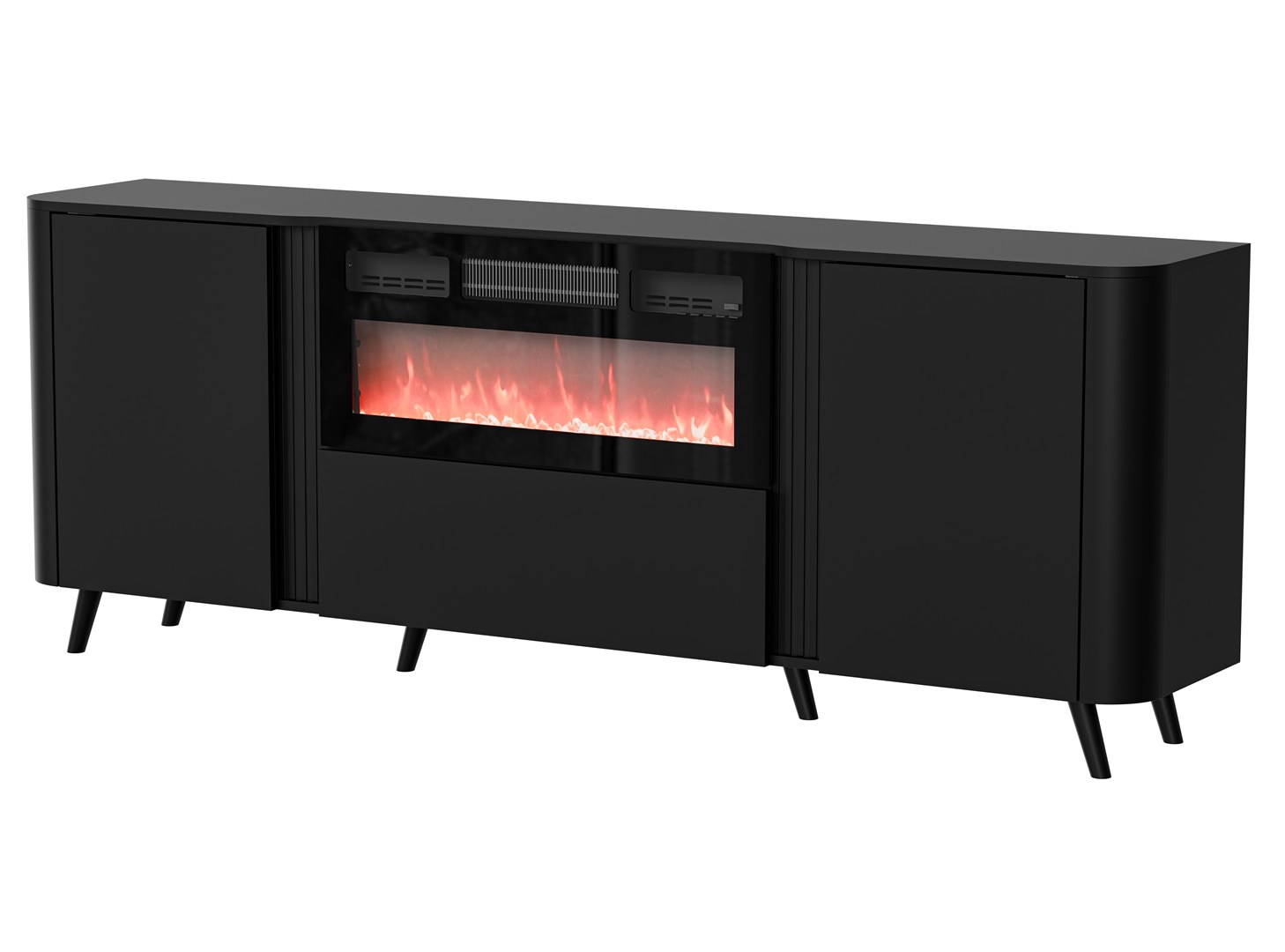 Cama Volare chest of drawers 200 x 39 x 75 cm black + fireplace Cama Volare chest of drawers 200 x 39 x 75 cm black + fireplace