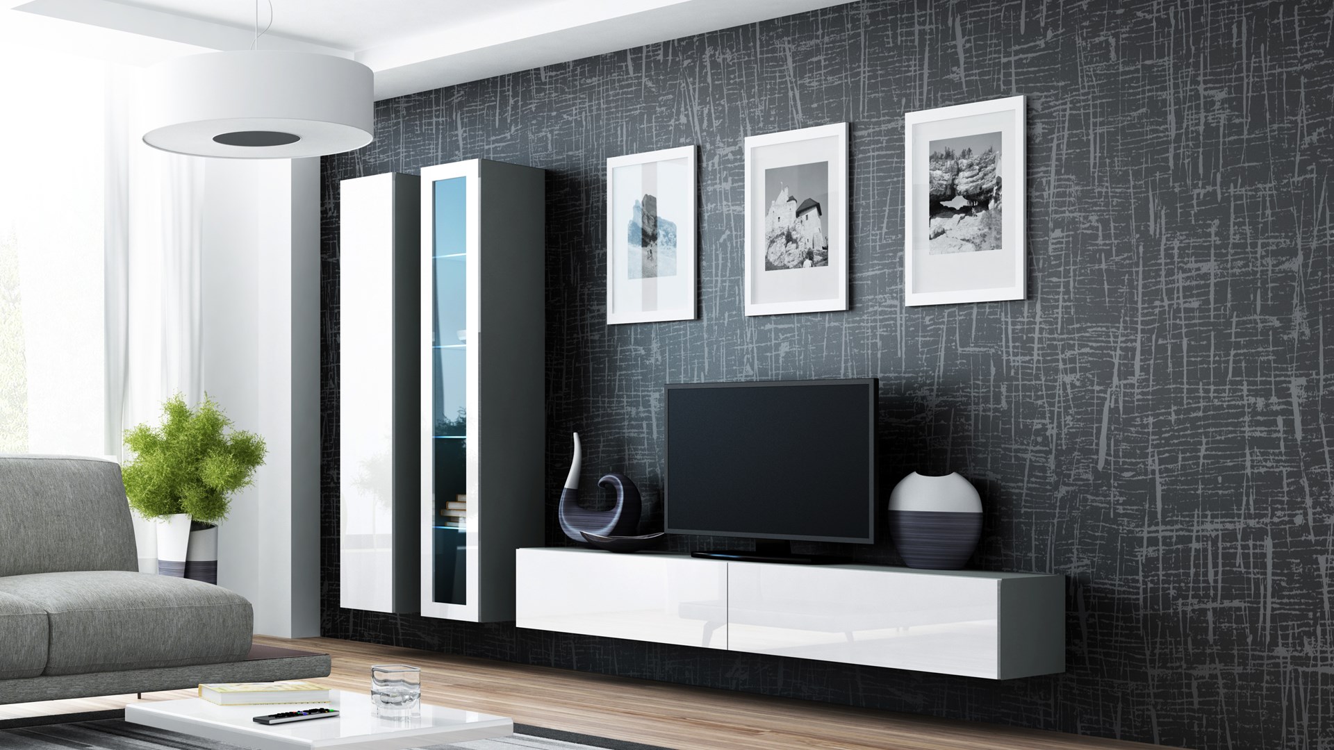 Cama Full cabinet VIGO '180' 180/40/30 grey/white gloss Cama Full cabinet VIGO '180' 180/40/30 grey/white gloss