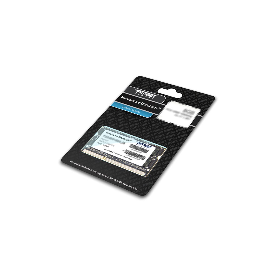 Patriot Memory 8GB DDR3 PC3-12800 (1600MHz) SODIMM memory module 1 x 8 GB Patriot Memory 8GB DDR3 PC3-12800 (1600MHz) SODIMM memory module 1 x 8 GB