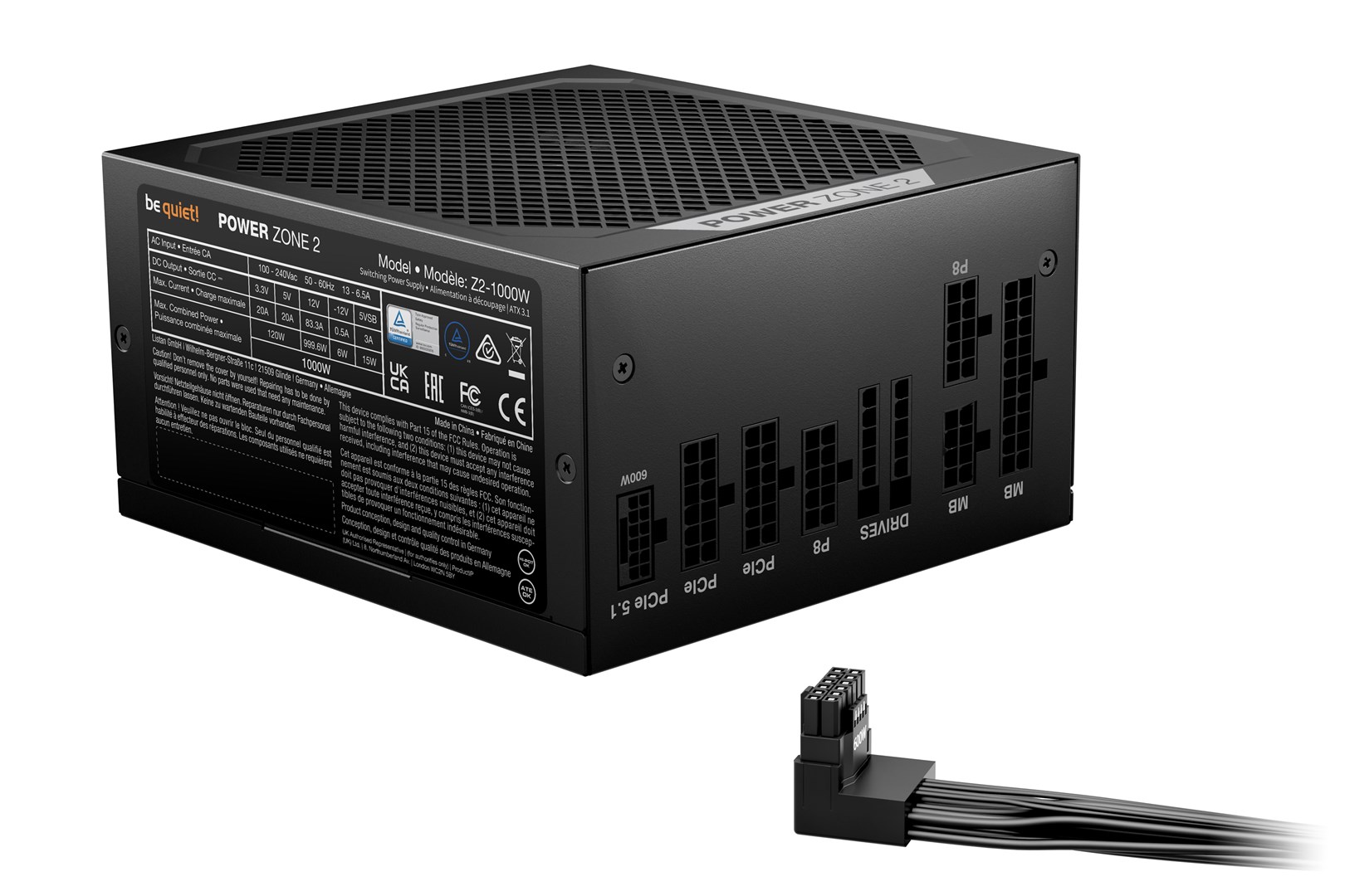 be quiet! POWER ZONE 2 1000W power supply unit 20+4 pin ATX ATX Black be quiet! POWER ZONE 2 1000W power supply unit 20+4 pin ATX ATX Black