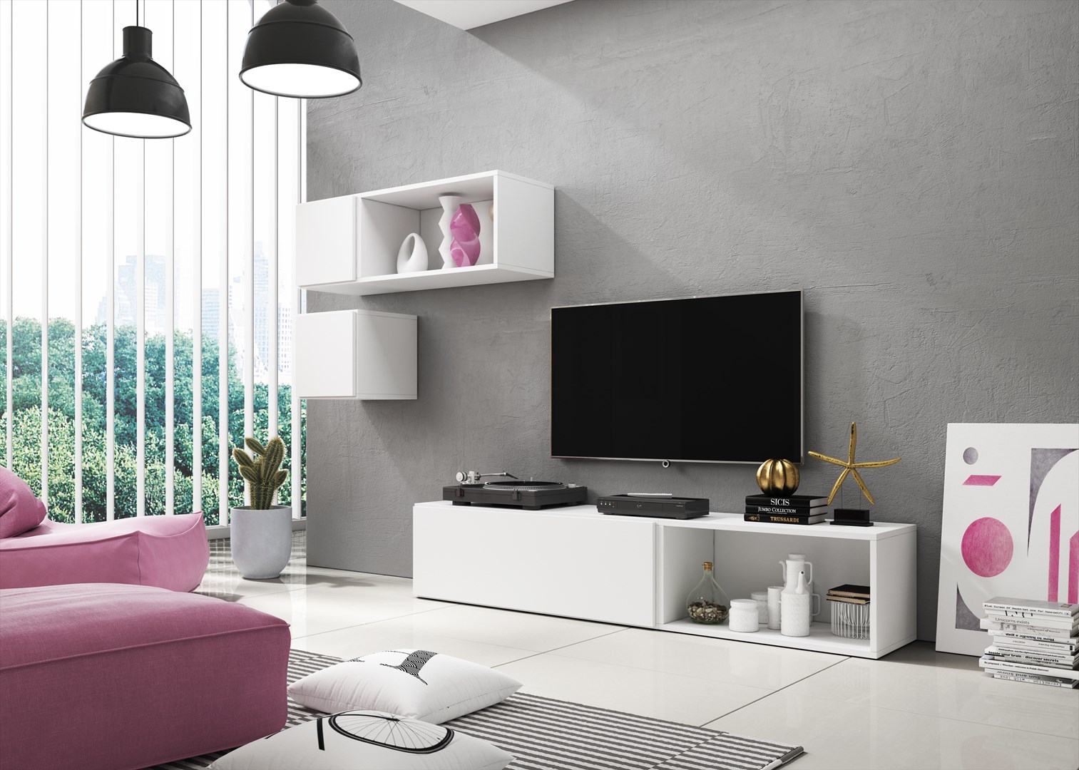 Cama living room furniture set ROCO 5 (RO1+2xRO4+2xRO5) white/white/white Cama living room furniture set ROCO 5 (RO1+2xRO4+2xRO5) white/white/white