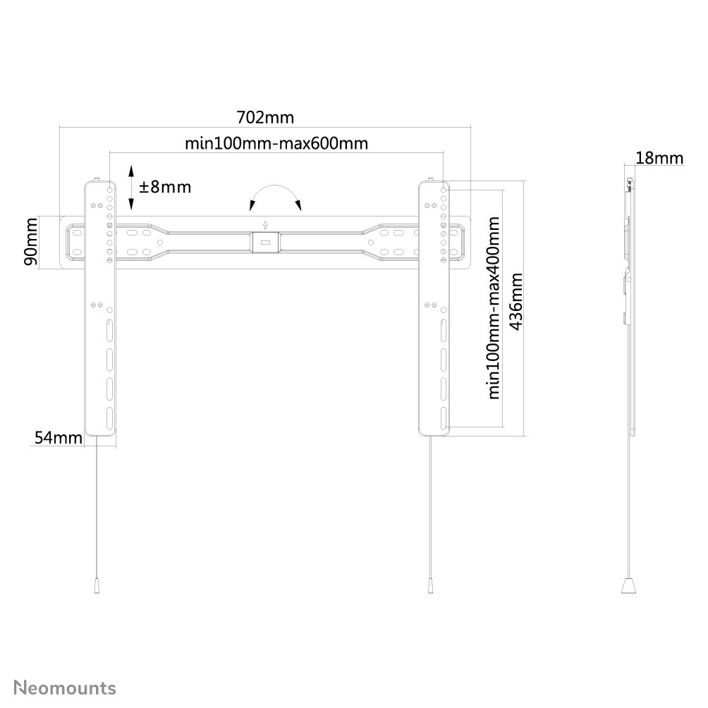 Neomounts LED-W600BLACK TV mount wall 37-75" - ultra-flat Neomounts LED-W600BLACK TV mount wall 37-75" - ultra-flat