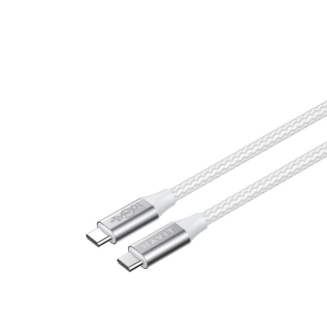 Havit CB6290 - USB Type C to USB Type C cable, 1 m (white/grey) Havit CB6290 - USB Type C to USB Type C cable, 1 m (white/grey)