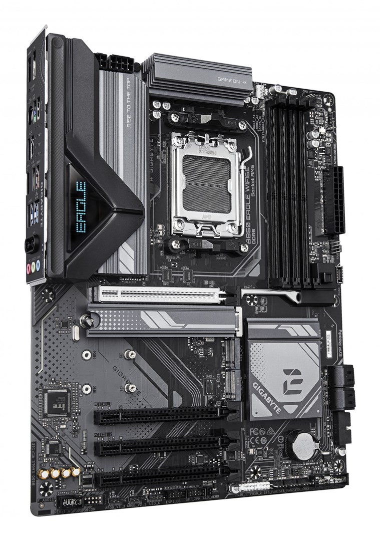 GIGABYTE B850 EAGLE WIFI6E Motherboard - AMD Ryzen 9000 Series CPUs, 8+2+2 Phases Digital VRM, up to 8200MHz DDR5 (OC), 1xPCIe 5.0 + 2xPCIe 4.0 M.2, GbE LAN, WIFI 6E, USB 3.2 Gen 2 GIGABYTE B850 EAGLE WIFI6E Motherboard - AMD Ryzen 9000 Series CPUs, 8+2+2 Phases Digital VRM, up to 8200MHz DDR5 (OC), 1xPCIe 5.0 + 2xPCIe 4.0 M.2, GbE LAN, WIFI 6E, USB 3.2 Gen 2