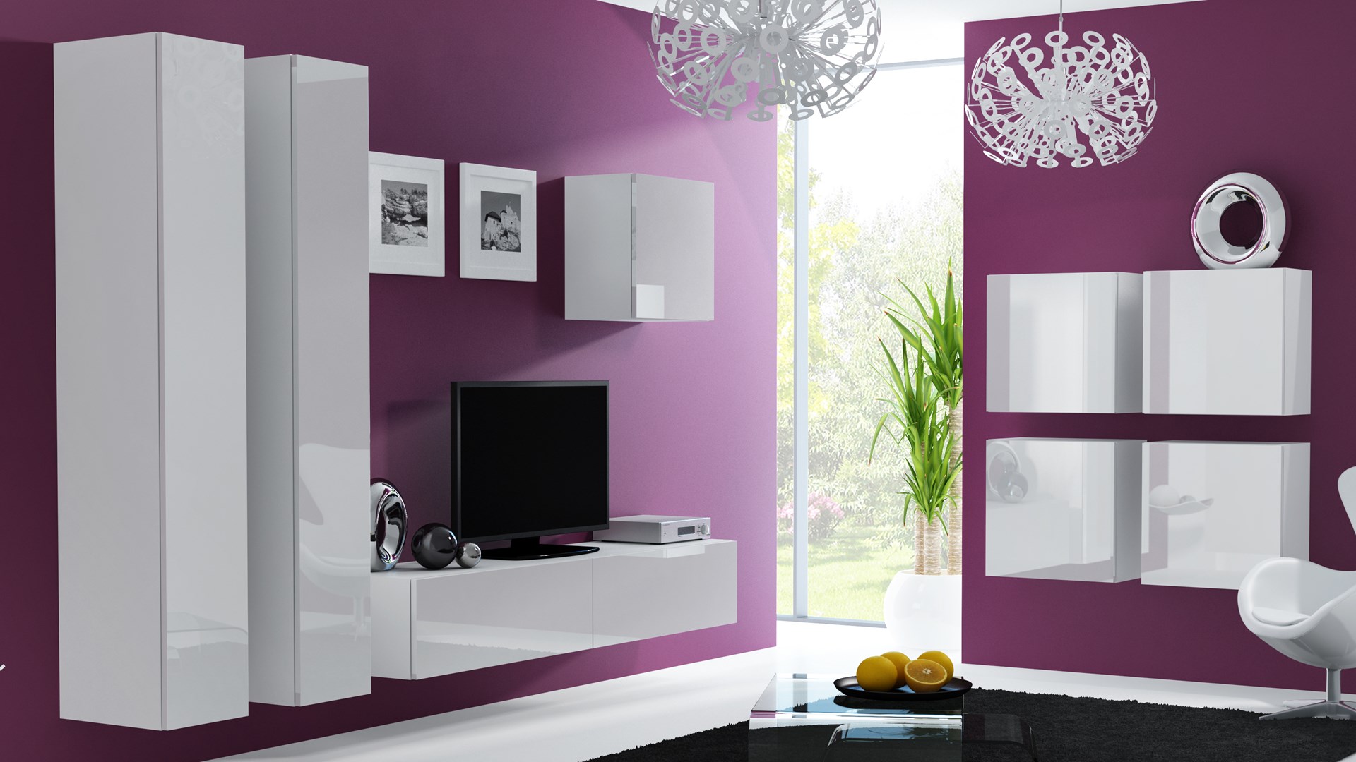 Cama Living room cabinet set VIGO 24 white/white gloss Cama Living room cabinet set VIGO 24 white/white gloss
