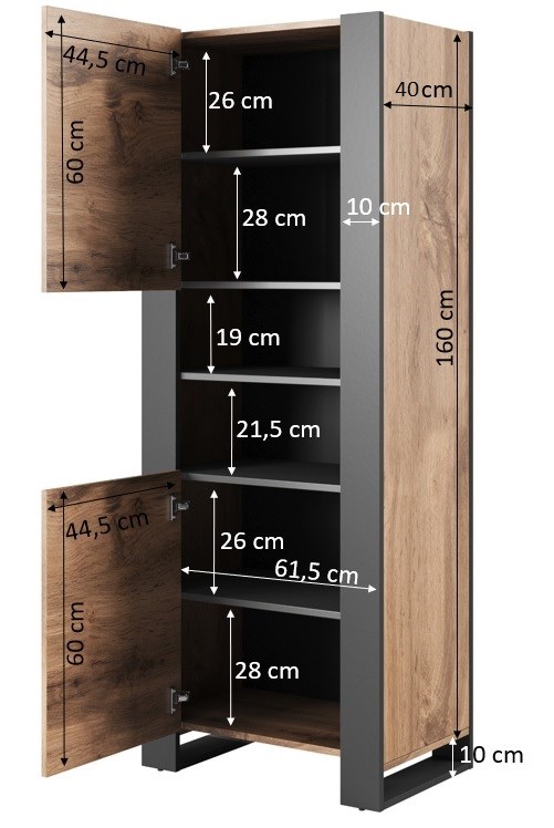 WOOD bookcase 65x40x170,5 oak wotan + anthracite WOOD bookcase 65x40x170,5 oak wotan + anthracite
