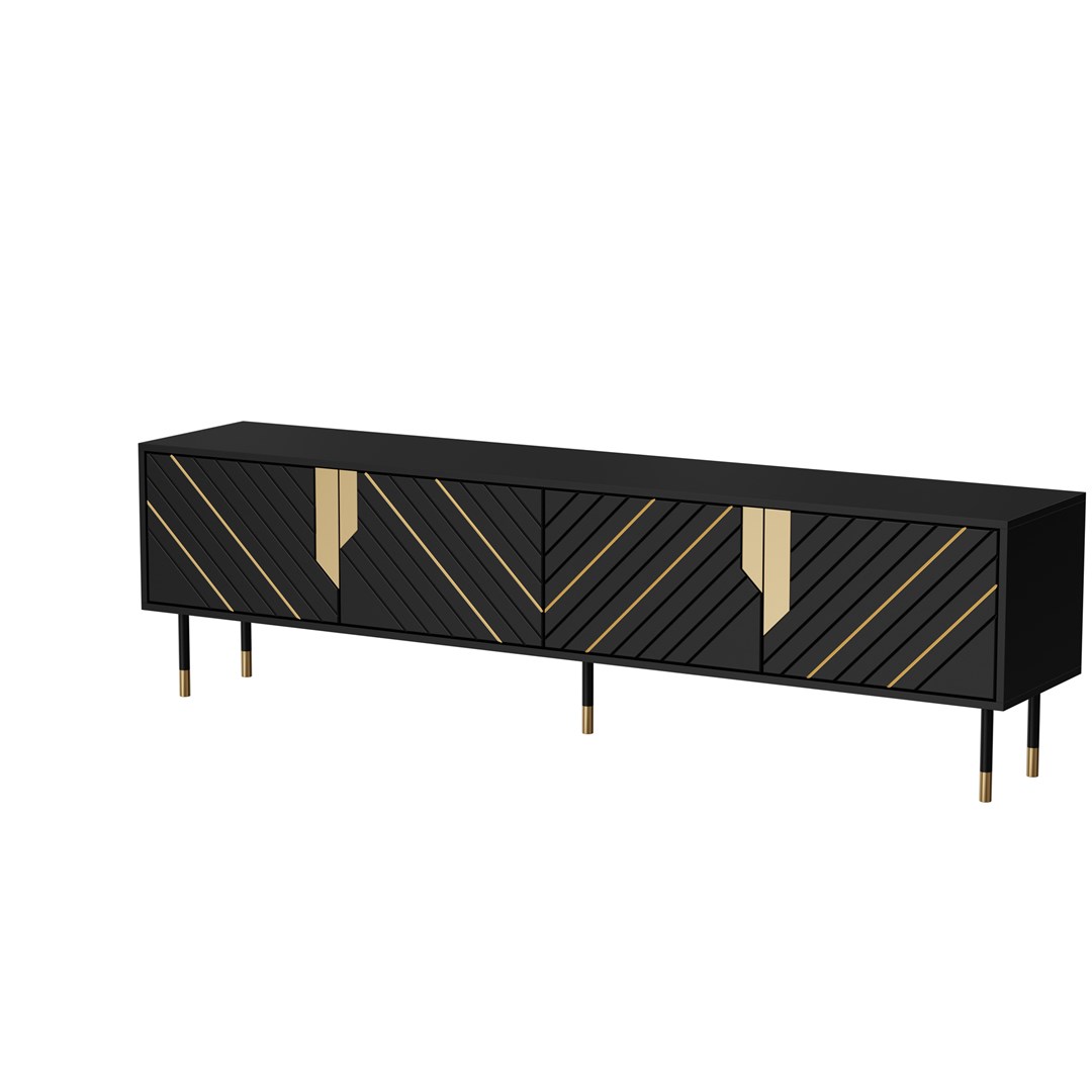 Cama 4D MOUNTAIN TV cabinet 204x40x55 black + gold Cama 4D MOUNTAIN TV cabinet 204x40x55 black + gold