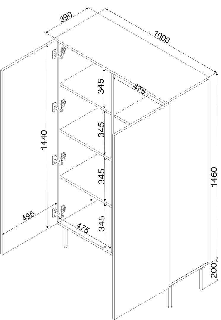 PALAZZO BIS display cabinet 100x39x166 white matt PALAZZO BIS display cabinet 100x39x166 white matt
