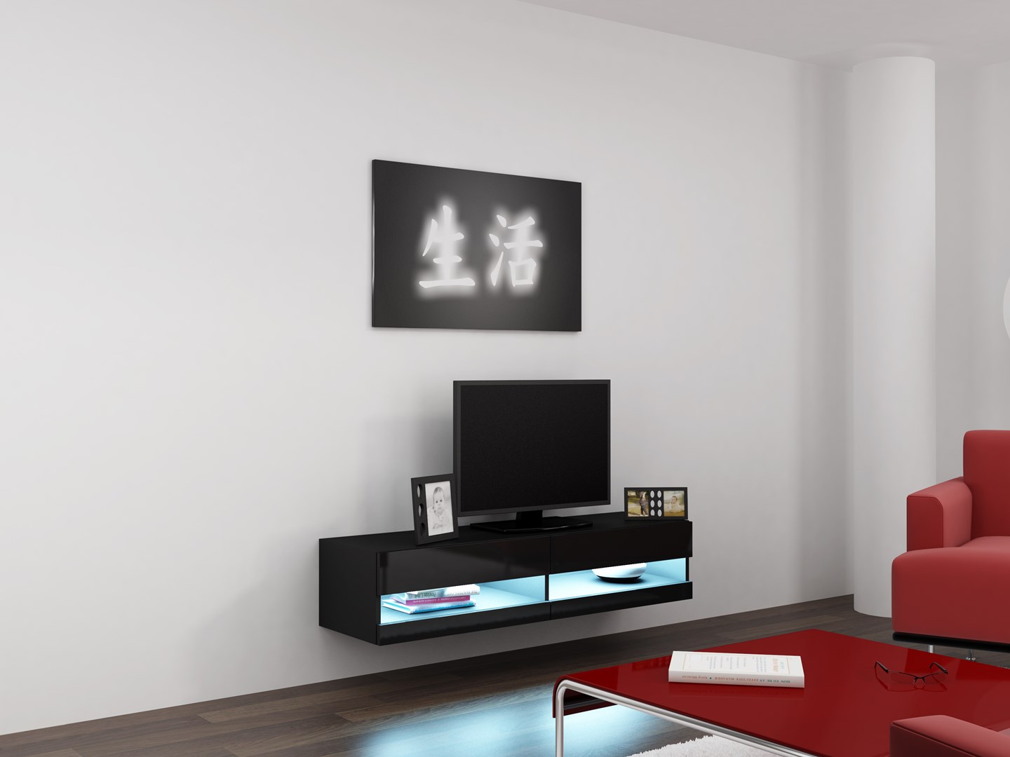 Cama Living room cabinet set VIGO NEW 12 black/black gloss Cama Living room cabinet set VIGO NEW 12 black/black gloss