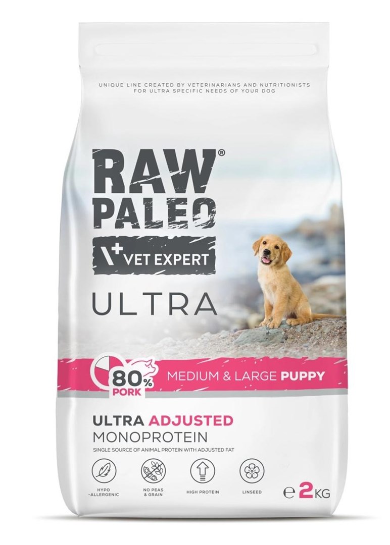 RAW PALEO Ultra Pork Medium & Large Puppy - dry dog food - 2kg RAW PALEO Ultra Pork Medium & Large Puppy - dry dog food - 2kg