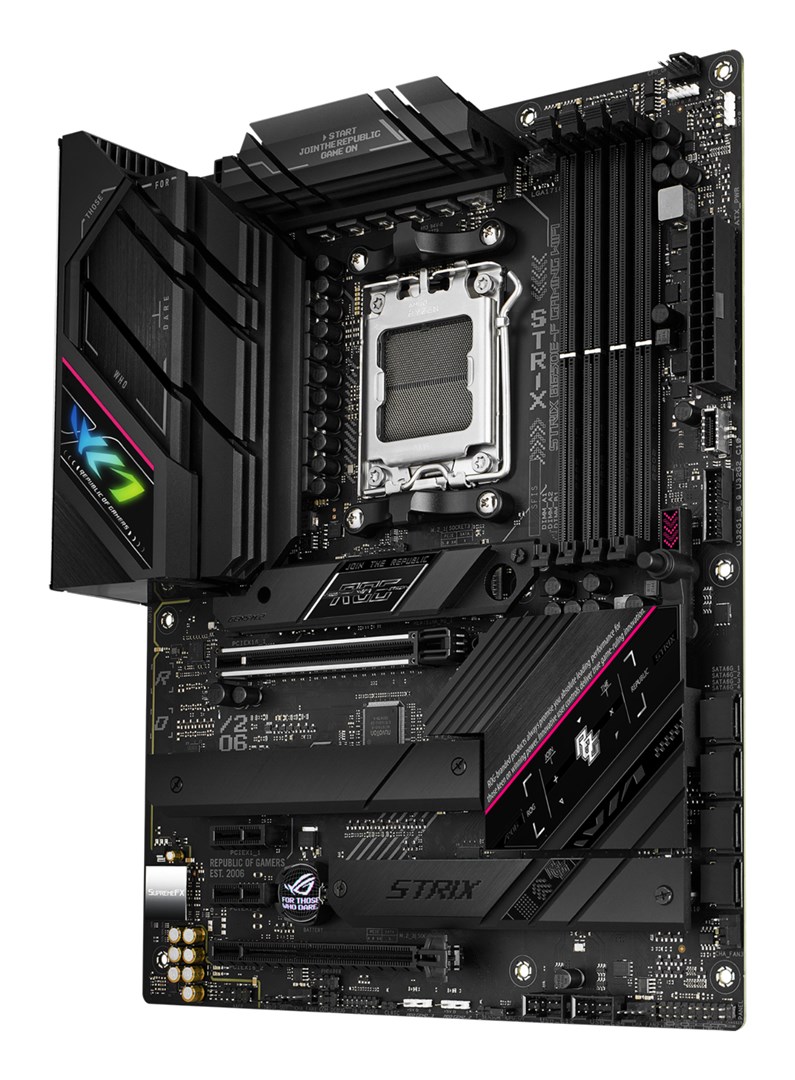 Asus | ROG STRIX B650E-F GAMING WIFI | Processor family AMD | Processor socket AM5 | DDR5 DIMM | Memory slots 4 | Supported hard disk drive interfaces SATA, M.2 | Number of SATA connectors 4 | Chipset AMD B650 | ATX Asus | ROG STRIX B650E-F GAMING WIFI | Processor family AMD | Processor socket AM5 | DDR5 DIMM | Memory slots 4 | Supported hard disk drive interfaces SATA, M.2 | Number of SATA connectors 4 | Chipset AMD B650 | ATX
