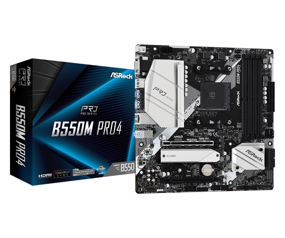 Asrock B550M Pro4 Socket AM4 micro ATX AMD B550 Asrock B550M Pro4 Socket AM4 micro ATX AMD B550