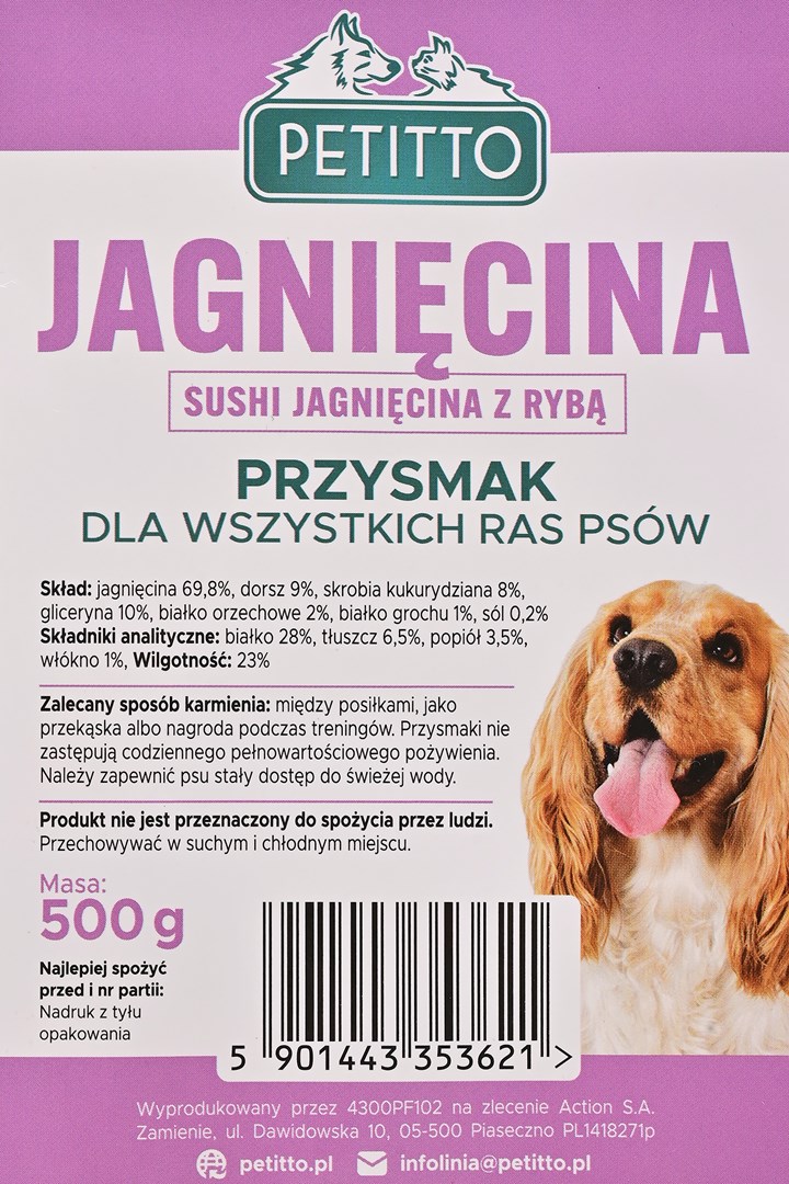 PETITTO Sushi Lamb with fish - dog treat - 500g PETITTO Sushi Lamb with fish - dog treat - 500g