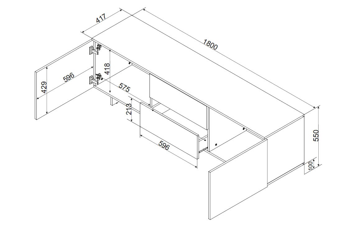Cama RTV 2D2S ALMA cabinet 180x41.5xH55 cashmere Cama RTV 2D2S ALMA cabinet 180x41.5xH55 cashmere