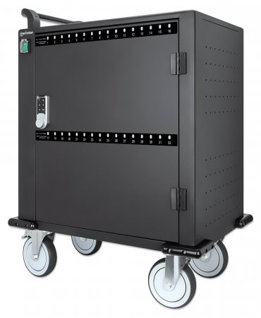 Manhattan iPad to 13", MacBook Air to 13" & Chromebook to 14" 32-bay Charging Trolley/Cart via USB-C, Also other tablets/smartphones (with device to USB-C cable), Bays 330x22x235mm, Device charging cables not included (suggest USB-C cable 3 Manhattan iPad to 13", MacBook Air to 13" & Chromebook to 14" 32-bay Charging Trolley/Cart via USB-C, Also other tablets/smartphones (with device to USB-C cable), Bays 330x22x235mm, Device charging cables not included (suggest USB-C cable 3