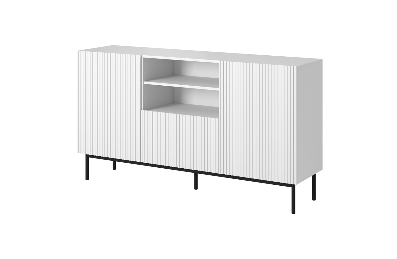 PAFOS chest of drawers on a black steel frame 150x40x90 cm white matt PAFOS chest of drawers on a black steel frame 150x40x90 cm white matt