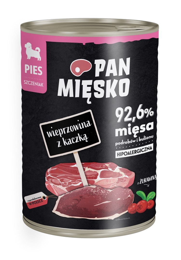 PAN MIĘSKO Pork with Duck Puppies - wet dog food - 400g PAN MIĘSKO Pork with Duck Puppies - wet dog food - 400g