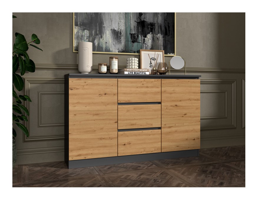2D3S chest of drawers 120x30x75 cm, anthracite/artisan 2D3S chest of drawers 120x30x75 cm, anthracite/artisan