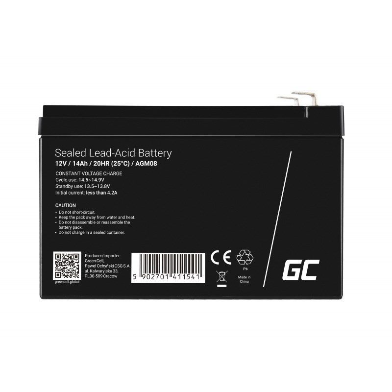 Green Cell AGM08 industrial rechargeable battery Sealed Lead Acid (VRLA) 14000 mAh 12 V Green Cell AGM08 industrial rechargeable battery Sealed Lead Acid (VRLA) 14000 mAh 12 V