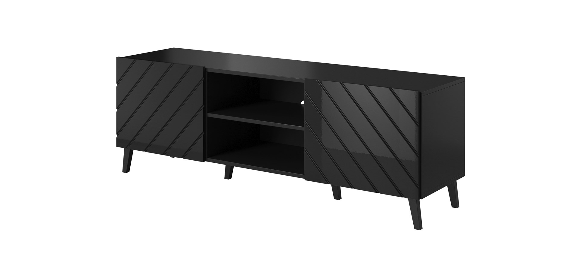 RTV cabinet ABETO 150x42x52 black glossy RTV cabinet ABETO 150x42x52 black glossy