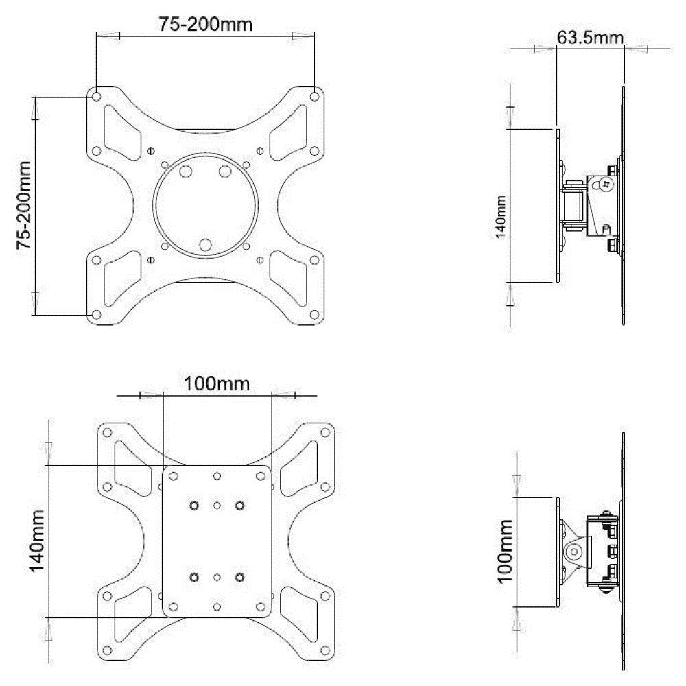 Techly 19-37" Wall Bracket for LED LCD TV Tilt 1 Swivel Black" ICA-LCD 2900B Techly 19-37" Wall Bracket for LED LCD TV Tilt 1 Swivel Black" ICA-LCD 2900B