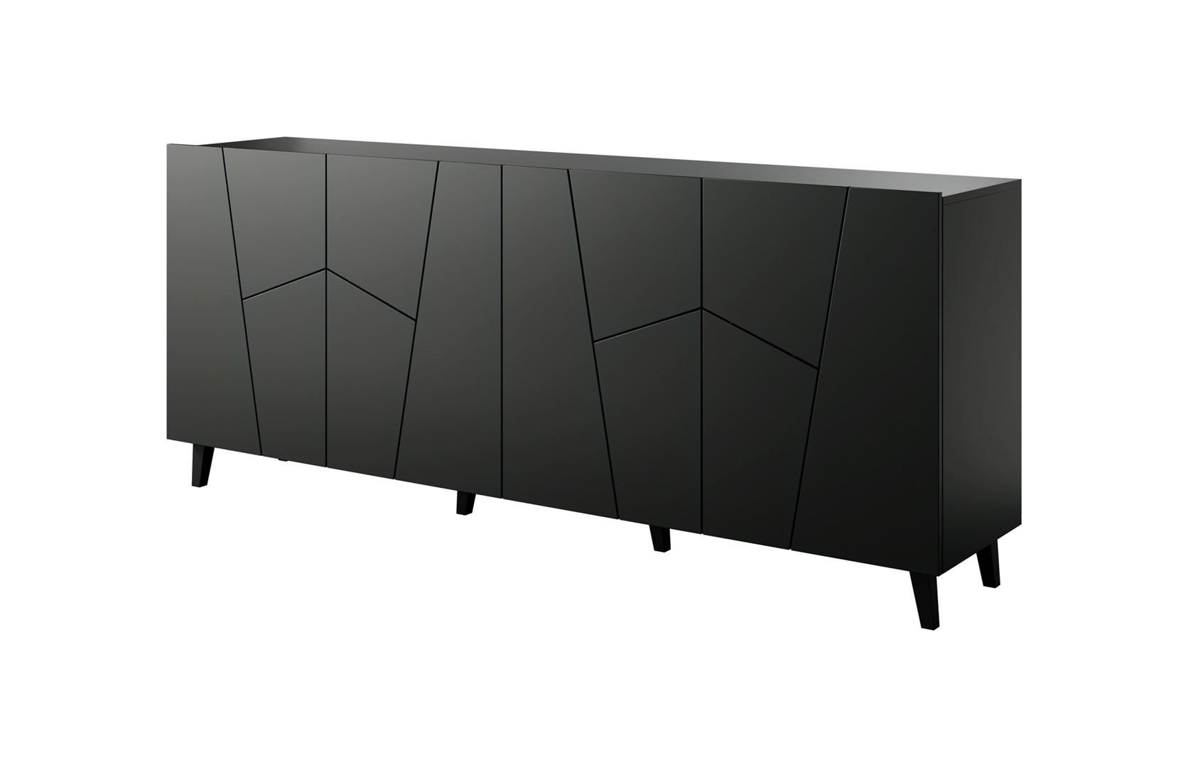 ETNA chest of drawers 200x42x82 black matt ETNA chest of drawers 200x42x82 black matt
