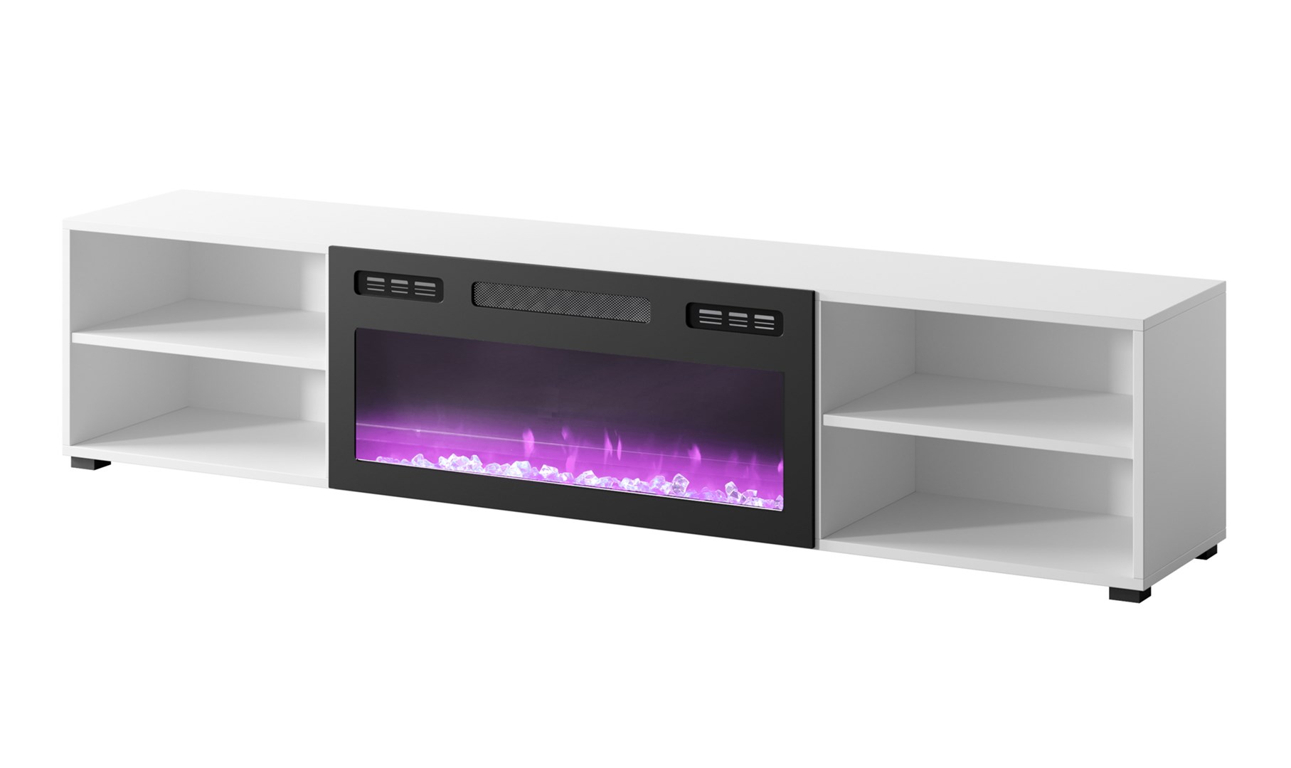 RTV cabinet POLO 180x33x39 white + fireplace black RTV cabinet POLO 180x33x39 white + fireplace black