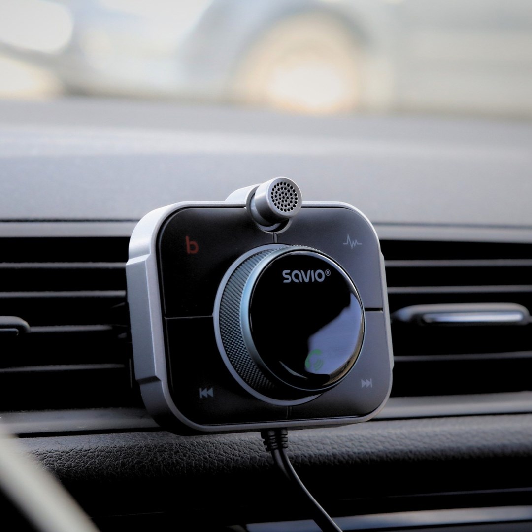 Savio TR-14 Transmiter FM z Bluetooth i ładowarką PD 87.6 - 107.9 MHz Bluetooth/USB Black Savio TR-14 Transmiter FM z Bluetooth i ładowarką PD 87.6 - 107.9 MHz Bluetooth/USB Black