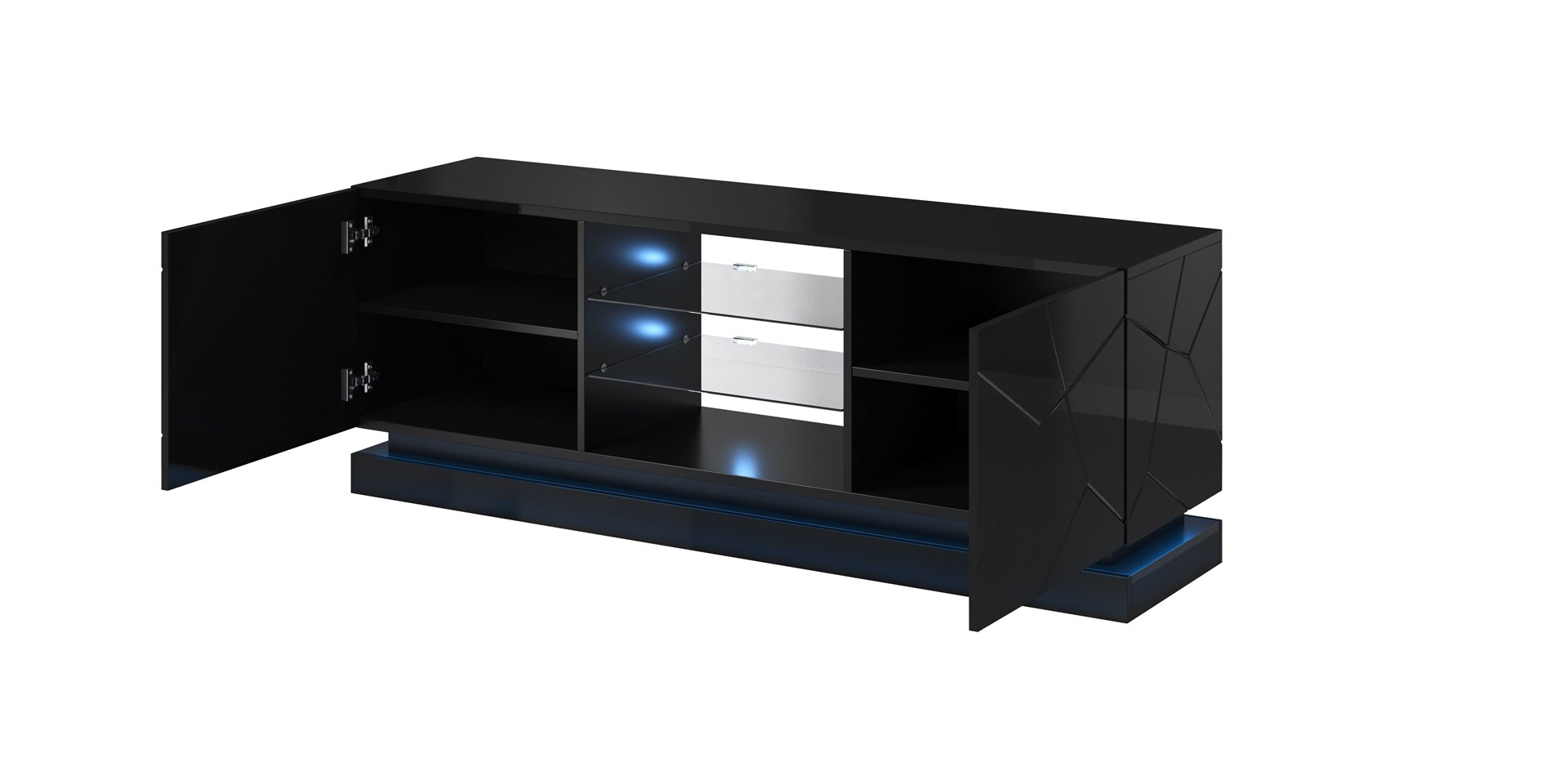 Cama TV cabinet QIU 160 MDF black gloss/black gloss Cama TV cabinet QIU 160 MDF black gloss/black gloss