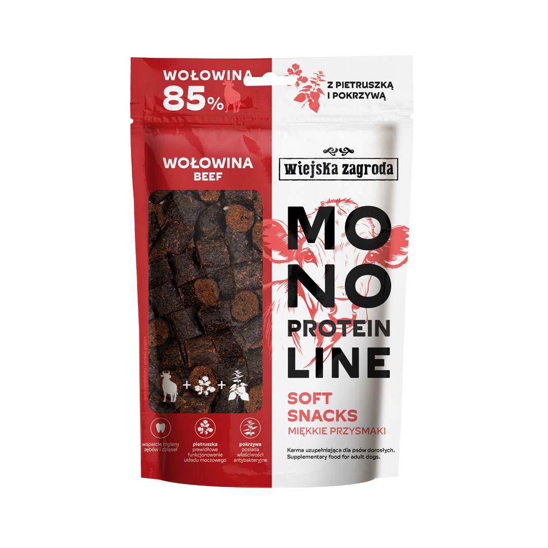 WIEJSKA ZAGRODA Monoprotein Line Soft Snacks Beef - dog treat - 115g WIEJSKA ZAGRODA Monoprotein Line Soft Snacks Beef - dog treat - 115g