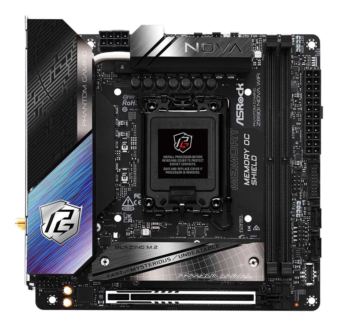 Asrock Phantom Gaming Z890I Nova WiFi Intel Z890 LGA 1851 (Socket V1) mini ITX Asrock Phantom Gaming Z890I Nova WiFi Intel Z890 LGA 1851 (Socket V1) mini ITX