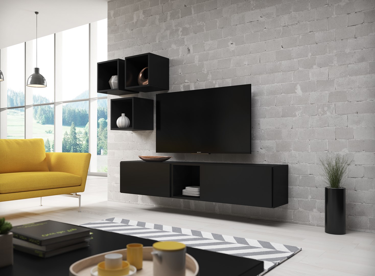 Cama living room furniture set ROCO 8 (2xRO3 + 4xRO6) black/black/black Cama living room furniture set ROCO 8 (2xRO3 + 4xRO6) black/black/black