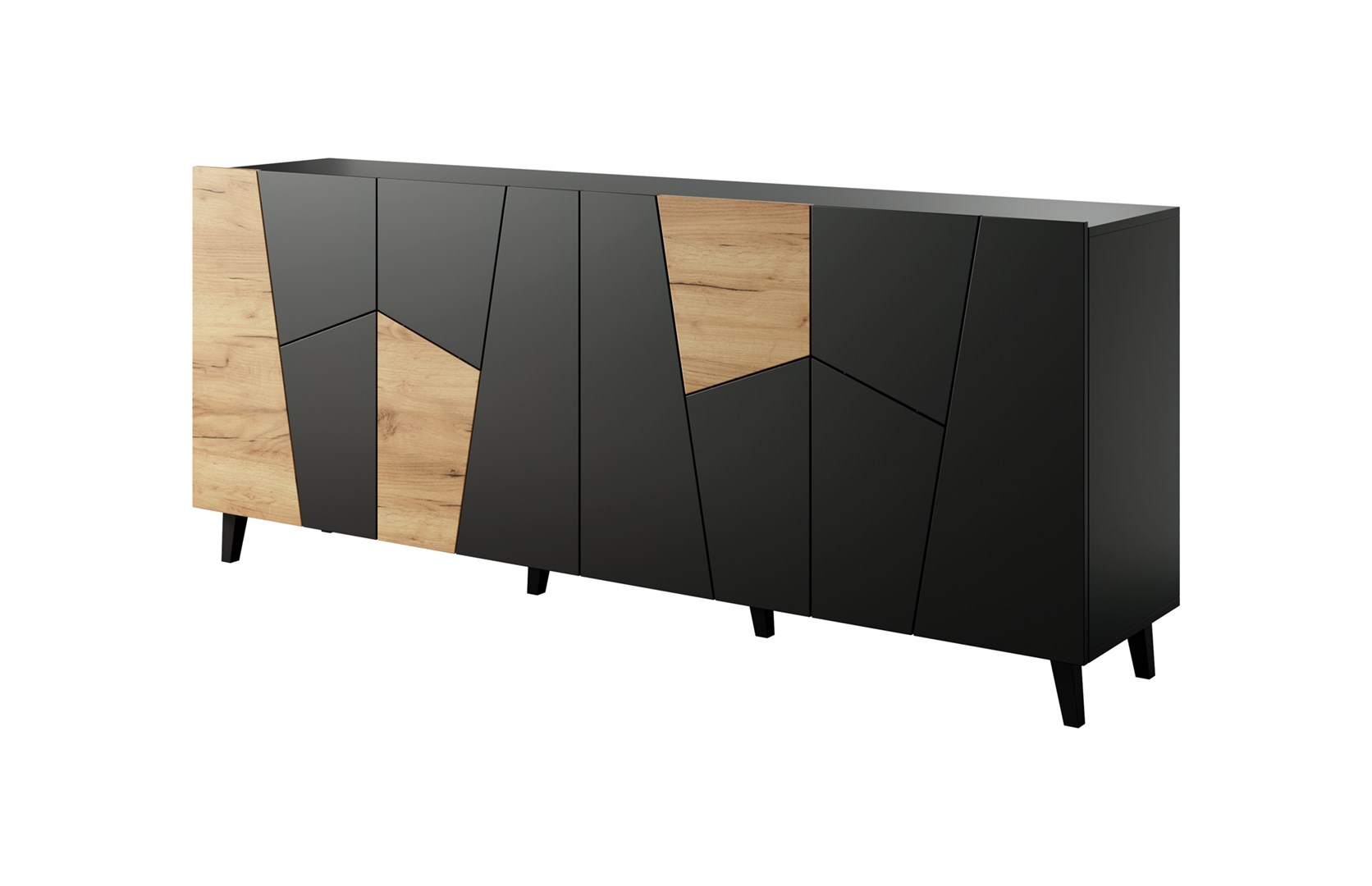 ETNA chest of drawers 200x42x82 black matt + oak craft ETNA chest of drawers 200x42x82 black matt + oak craft
