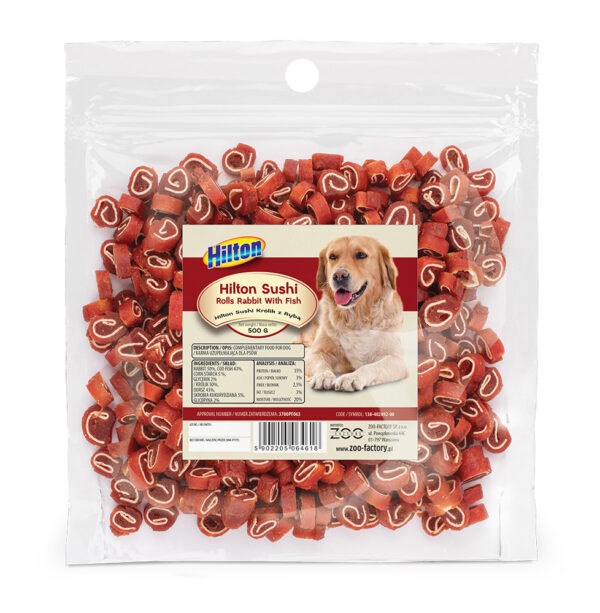 HILTON Sushi Rolls rabbit with fish - Dog treat - 500 g HILTON Sushi Rolls rabbit with fish - Dog treat - 500 g